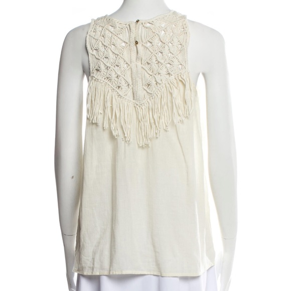 Ulla Johnson Deia Fringe Macrame Crochet Cotton Tank Top Blouse 4 - Picture 4 of 4